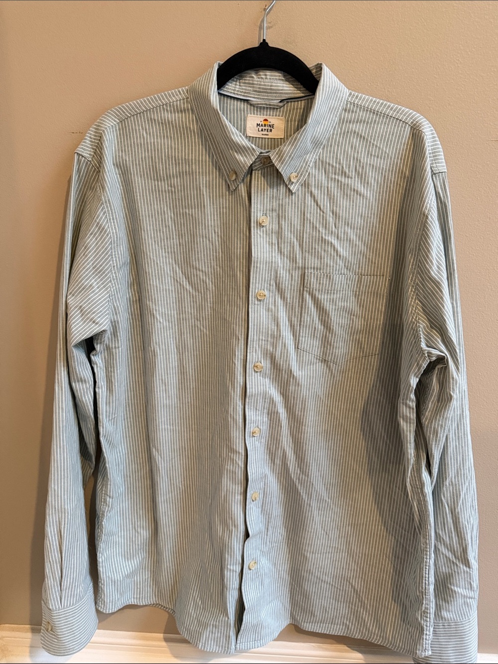 Marine Layer Men’s California Oxford Shirt Large Stripe Button‑Down